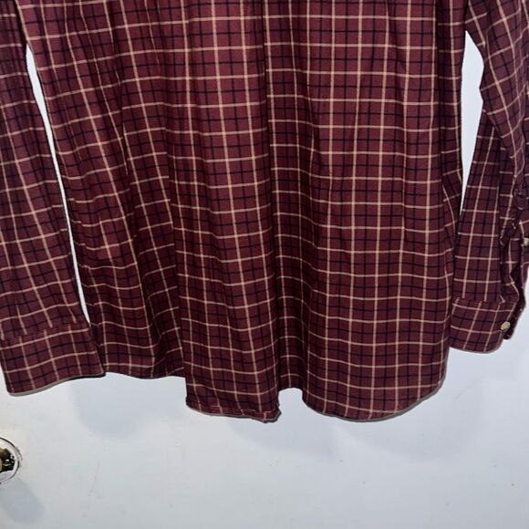 LL Bean Maroon Plaid Cotton Flannel Shirt-L - Picture 6 of 8